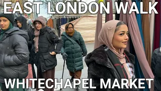 🇬🇧 East London Walking Tour, Wandering through Whitechapel Market, Multicultural London Suburb, 4k