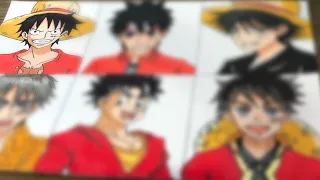 Drawing Monkey D. Luffy in different anime styles