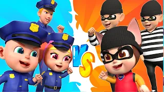 Police and Thieves - Police Officer Song + Wheels On The Bus | Rosoo Candy Kids Songs