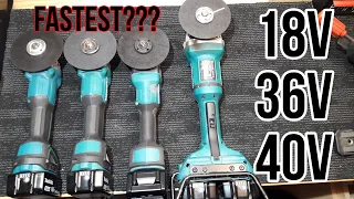 Makita Angle Grinder RPM Tests | Are they really as fast as they say? 18v vs 36v vs 40v