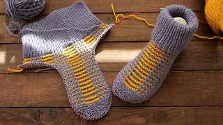 Следки в норвежском стиле спицами 🇸🇯 Norwegian knitted slippers