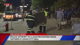 Police removing protester's camp outside of St. Louis City Hall