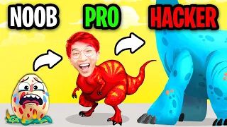 NOOB vs PRO vs HACKER In DINO BASH!? (ALL LEVELS UNLOCKED!)