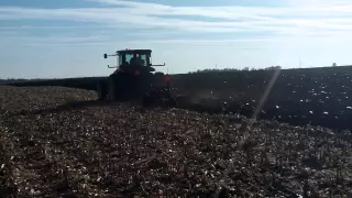 Plowing a harvested Corn Field with a Versatile 310 and International 7 bottom plow.