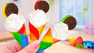 Coolest Miniature Oreo Rainbow Ice Cream Recipe For Summer 🍦 Mini Yummy Cone Fruit Ice Cream Design