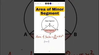 Area of Minor Segment #shorts #mathsshorttricks #shortsvideo