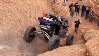 Reversing up the “Chute” at Sand Hollow, Utah. This one can get ugly quick if you let it.