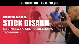 Balintawak Arnis Cuentada stick disarm technique pt.1 (GM Bobby Taboada)