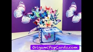 Gorgeous Magic Flying Butterfly Gift Box Pop Greeting Card Shop Online https://origamipopcards.com/