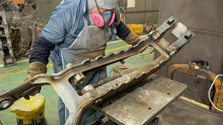 Process of Making Excavator Grapple. Heavy Equipment Factory in Korea