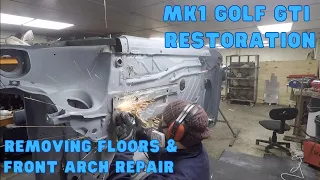 Floor Removal & Front Arch Repairs - Golf Episode 15 - 1983 Volkswagen Mk1 Golf GTI  Restoration