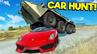 We Escaped APC Hunters with Lamborghinis in BeamNG Drive Mods!