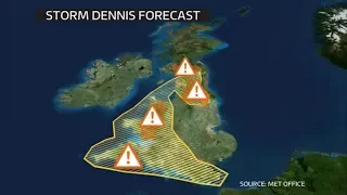 Weather Events 2020 - Storm Dennis 'amber' alert & forecast (UK) - ITV - 14th February 2020
