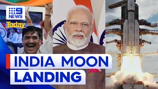 India makes history landing spacecraft on the moon | 9 News Australia