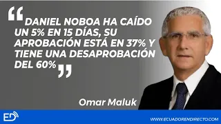 Daniel NOBOA ha CAÍDO un 5% en 15 días, su APROBACIÓN está en 37% y tiene una DESAPROBACIÓN del 60%