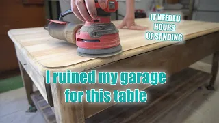 Extreme Sanding to Flatten My Pine Coffee Table #furniturerefinishing #solidwood #fauxfinishing