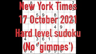 Sudoku solution – New York Times sudoku 17 October 2021 Hard level