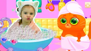 Арина попала в игре с котиком Bubbu в салон красоты | Виртуальный питомец весело играет с Ариной