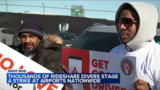 Thousands of rideshare drivers stage strike at airports nationwide