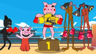 Siren Head,Piggy Family,Cartoon Cat At Boxing Tournament - Roblox Piggy Animation - GV Studio