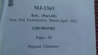 B.sc. 3 year  physical chemistry paper 3rd  chemistry 3 paper shahid Mahendra karma vishwavidyalaya