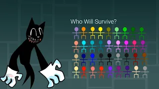 Can we ESCAPE from CARTOON CAT ?  #2 Survival Stickman Race in Algodoo