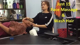 Just With 1$ Barber Shop Massage Face & Wash Hair by Beautiful Girl