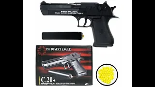 Детский металлический пневматический пистолет Desert Eagle с глушителем Airsoft Gun C.20+