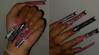 ⛓️Y2K CHROME ACRYLIC NAILS⛓️| Acrylic Application + Edgy Nail Art!