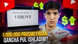 O’zbekistonda 1.000.000 prosmotrga YouTube qancha pul to’laydi?