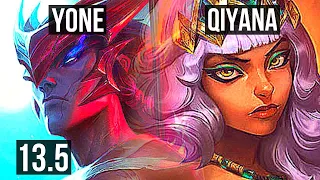 YONE vs QIYANA (MID) | 6/0/2, 66% winrate, Dominating | KR Master | 13.5