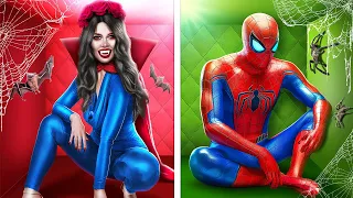 Экстремальные прятки в коробках челлендж! Уэнсдей Аддамс и Spider Man против вампира и Русалочки!