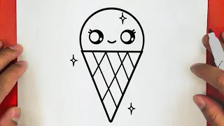 HOW TO DRAW A CUTE ICE CREAM WITH A STAR , STEP BY STEP, DRAW Cute things