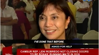 CamSur Rep. Leni Robredo not closing doors to be Roxas running mate in 2016