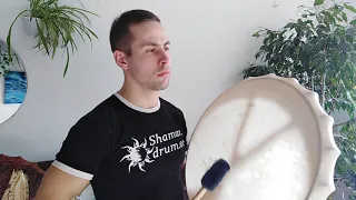 How to play with shamanic drum. Shamanic drumming. healing sound instrument, woman drum