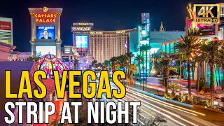 Las Vegas Strip at Night 2021 4k HDR - 1 Hour Virtual Walking Tour & Travel Guide