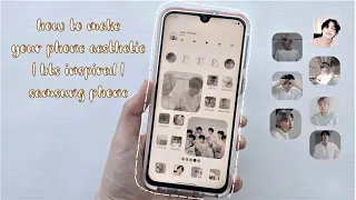 how to make your phone aesthetic | bts inspired | white aesthetic | samsung phone