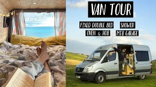 144" MWB SPRINTER VAN TOUR - 2 SHOWERS, 2 TOILETS, 1 SELF CONVERTED CARGO VAN! #vanlife #vanlifeuk