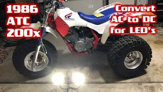 Honda ATC 200x Build - Convert AC to DC Regulator Rectifier for LED Headlights 12 Volt Light Bar 36W