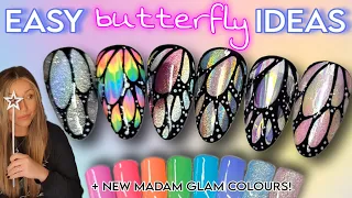 🦋 Easy Butterfly Wing Nail Art Designs | Holo Glitter Cateye Rainbow Tie Dye | Gel Polish Nails
