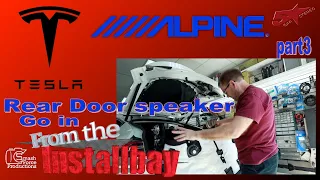 The rear door in the Alpine Tesla Model Y system from the bay part3