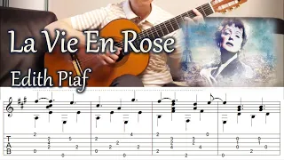 La Vie En Rose / Edith Piaf - Fingerstyle Guitar | TAB