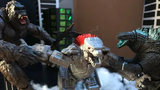 Godzilla vs Kong vs Mechagodzilla: The showdown of the Titans (Stop Motion epic battle)