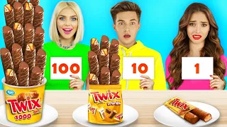 100 Layers of Food Challenge | Eating 1000 Coats of Sweets and Snacks by RATATA BOOM