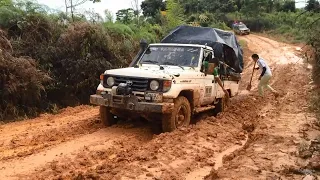 Toyota Land Cruiser In Muddy Road and Crossing River - 4x4 Extreme Mud Route