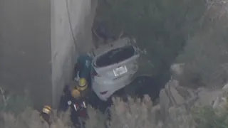 Car crashes off Tujunga bridge