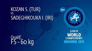 Qual. FS - 60 kg: I. SADEGHIKOUKA (IRI) df. S. KOZAN (TUR) by TF, 10-0