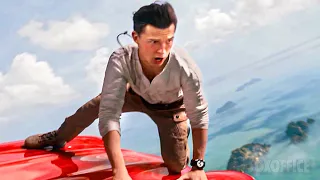 Tom Holland falls out of a car falling out of a plane | Uncharted | CLIP 🔥 4K