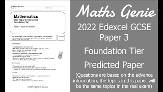 Edexcel 2022 GCSE Maths Paper 3 Foundation Predicted Paper