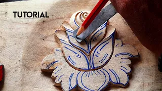 Rose flower making tutorial| wood carving| UP wood art